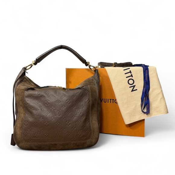 LOUIS VUITTON CHOCOLAT MONOGRAM EMPREINTE LEATHER AUDACIEUSE PM BAG - Picture 1 of 16